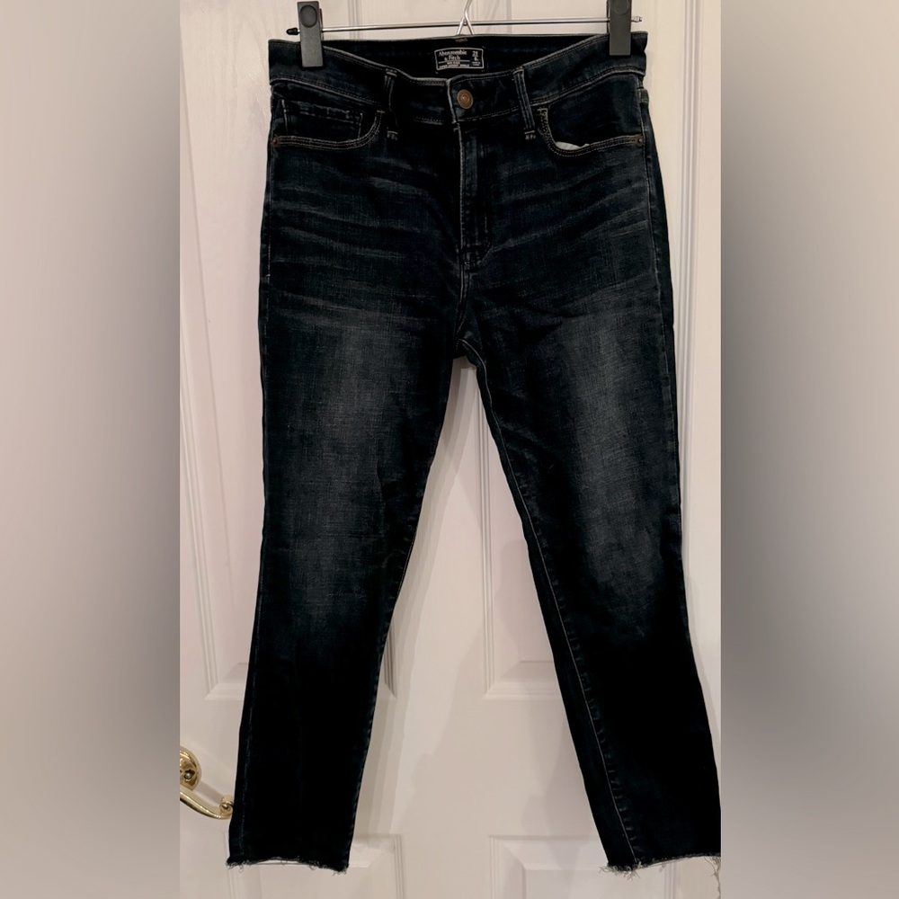 Dark Blue Abercrombie & Fitch Mid-Rise Super skinny Ankle